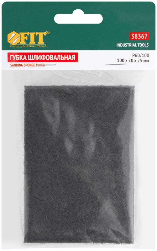 Губка шлифовальная 100х70х25мм Р 60/Р 100 средняя жесткость алюм./оксидная FIT 38367 фото в каталоге от BTSprom.by