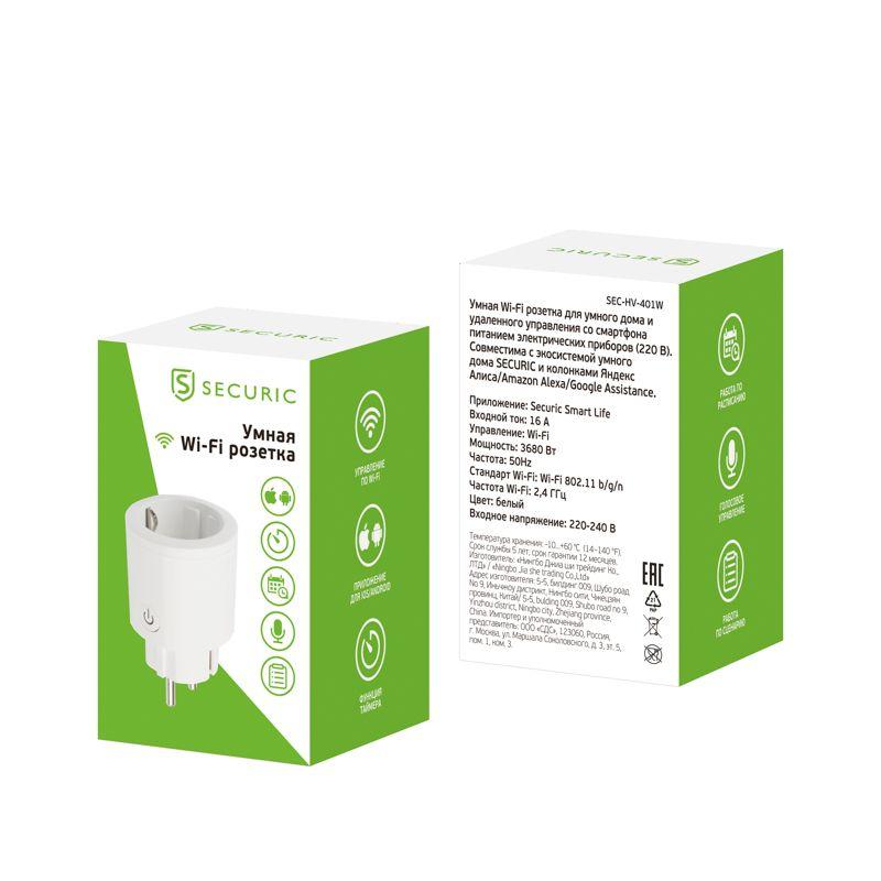  Розетка Умная Wi-Fi SECURIC SEC-HV-401W фото в каталоге от BTSprom.by