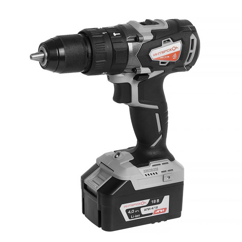 дрель-шуруповерт аккумуляторная ударная бесщеточная дау-13/18в 60 li-ion апи (кейс 1 аккум. 4а.ч зу) интерскол 574.4.1.70 от BTSprom.by