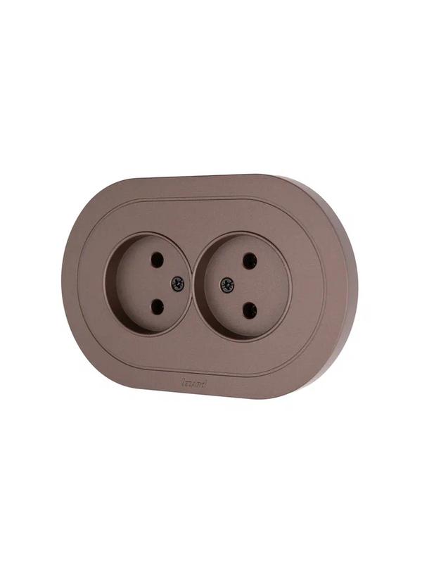  Розетка 2-м СП OSEN без заземл. ПБТ круглая механизм шоколад LEZARD 744-7300-128B фото в каталоге от BTSprom.by