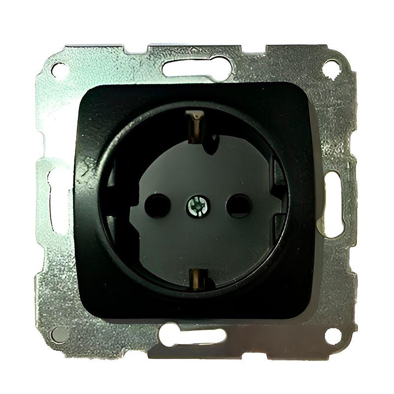 розетка 1-м сп 16а dea с заземл. механизм черн. металлик kranz kr-78-0331 от BTSprom.by