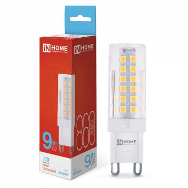 лампа светодиодная led-jcd 9вт капсульная прозрачная 6500к холод. бел. g9 860лм 230в in home 4690612036403 от BTSprom.by