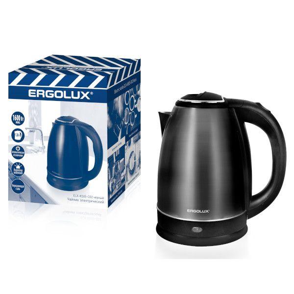 чайник elx-ks05-c02 1.8л 220-240в 1600вт нерж.сталь черн. промо ergolux 14925 от BTSprom.by