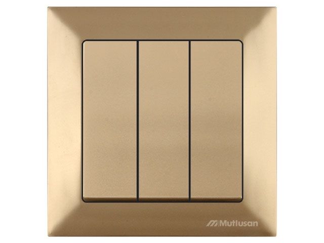 выключатель 3-клав. (скрытый, пруж. зажим) золото, daria, mutlusan (10 a, 250 v, ip 20) 2120 409 0180 от BTSprom.by