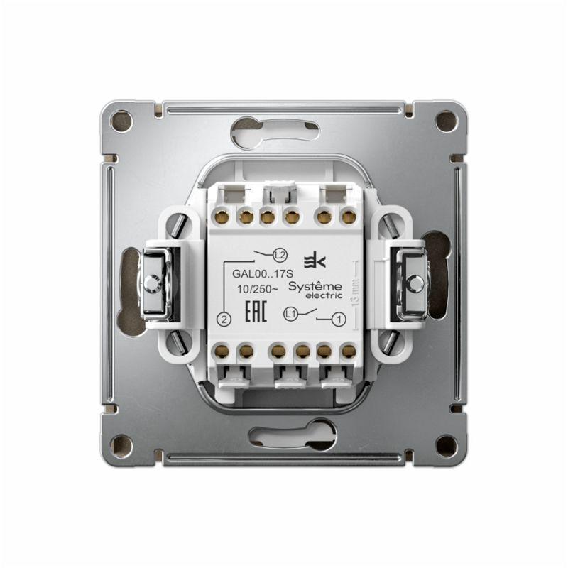  Выключатель кнопочный 2-кл. ArtGallery 10AX быстрозажим. клем. механизм шампань SE GAL000517S фото в каталоге от BTSprom.by