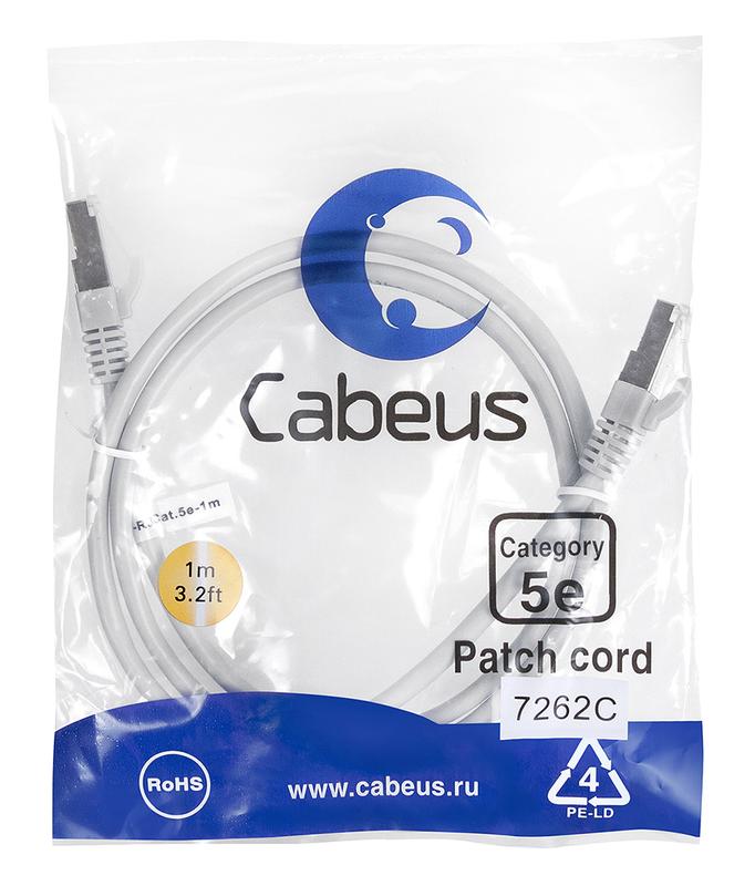 патч-корд f/utp кат.5e pc-ftp-rj45-cat.5e-1m 2xrj45/8p8c экранир. pvc 1м сер. cabeus 7262c от BTSprom.by