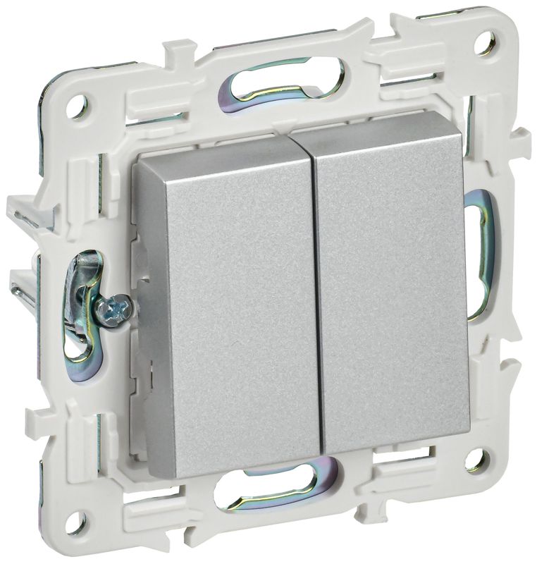 выключатель проходной 2-кл. skandy 10а sk-v05s серебр. iek sk-v22-0-10-k23 от BTSprom.by