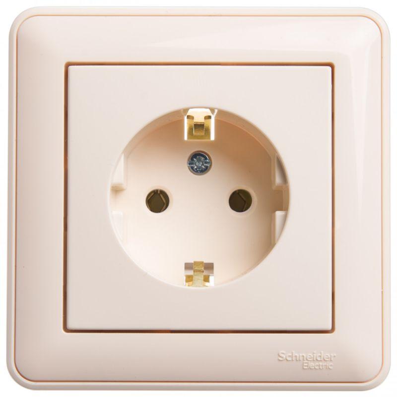 розетка 1-м сп w59 16а ip20 с заземл. без защ. шторок сл. кость se rs16-154-28 от BTSprom.by