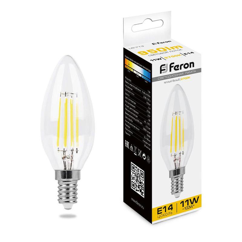 лампа светодиодная 11вт 230в e14 2700к прозрачн. lb-713 feron 38006 от BTSprom.by