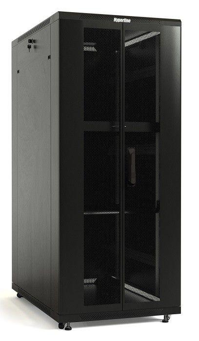 шкаф напольный ttb-2766-dd-ral9004 19дюйм 27u 1388х600х600мм перед. и задн. распаш. перф. (75%) ручка с замком; крыша нов. типа черн. (ral 9004) разобранный hyperline 398706 от BTSprom.by