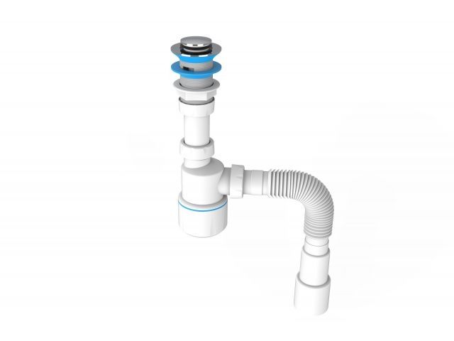 сифон для умывальника, click-clack, гайка 32 мм, с гибк. труб. 1 1/4"- 40/50мм, av engineering ave129747 от BTSprom.by