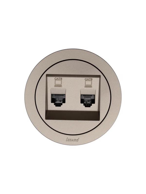  Розетка компьютерная 2-м СП OSEN кат.6 с модулем механизм титан LEZARD 743-3788-142 фото в каталоге от BTSprom.by