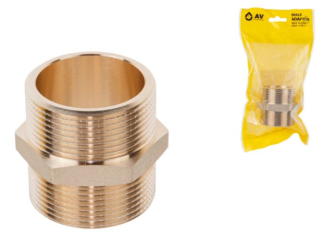 ниппель 1 1/2" нар.-нар., av engineering (инд. упак.) (латунь, макс.  16 бар, макс.  110 °с) ave303013 от BTSprom.by