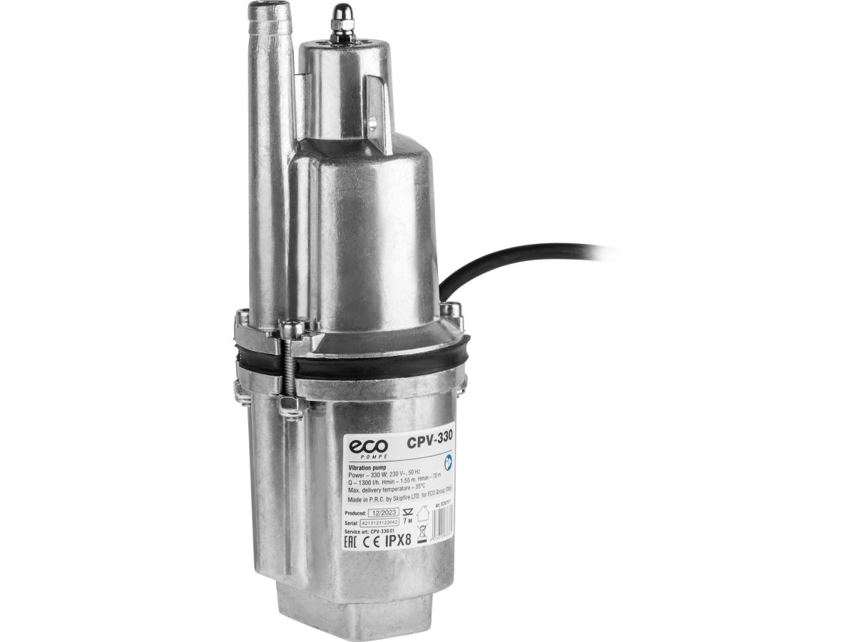насос вибрационный eco cpv-330 (10м, верхний забор) (330вт, 1300 л/ч, пров. 10м 3х0,75 мм2, аналог насоса ручеек) ec4213-1 от BTSprom.by