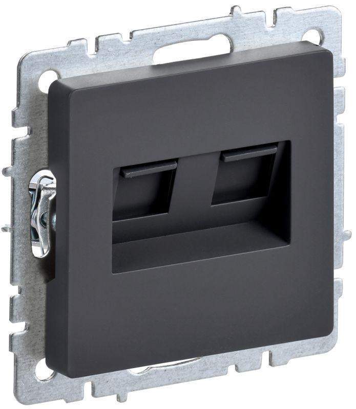 розетка 2-м сп brite rj11+rj45 кат.5e рк/т12-брг графит iek br-kt20-o-1-k53 от BTSprom.by