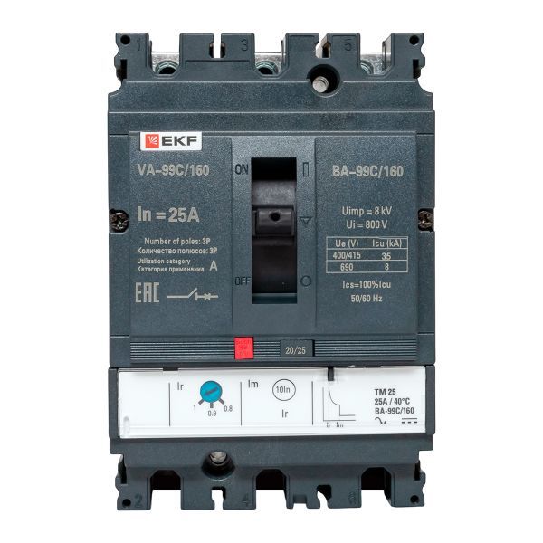  Выключатель автоматический 3п 160/25А 36кА ВА-99C Compact NS PROxima EKF mccb99C-160-25 фото в каталоге от BTSprom.by