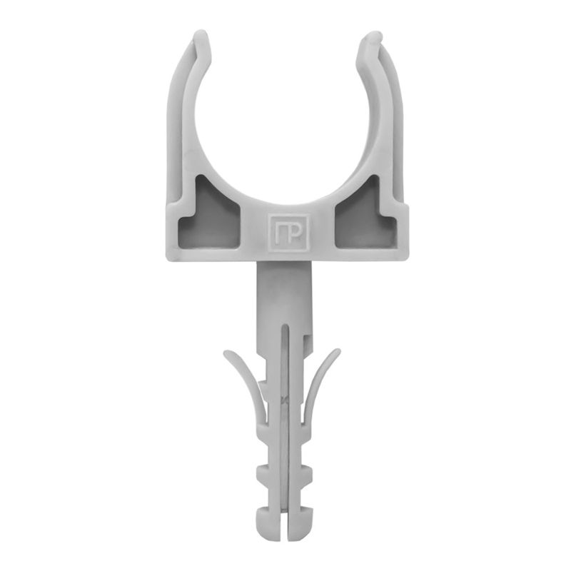 держатель для труб (клипса) d25мм с дюбелем сер. (в малой упак.) (уп.10шт) промрукав pr13.0317 от BTSprom.by