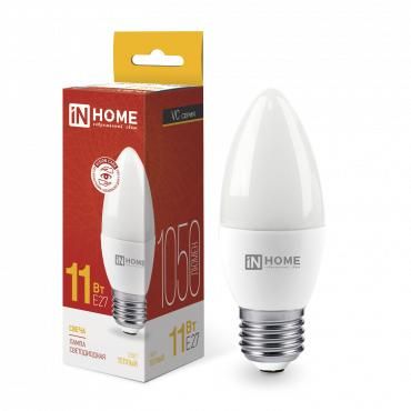лампа светодиодная led-свеча-vc 11вт свеча 3000к тепл. бел. e27 1050лм 230в in home 4690612020488 от BTSprom.by