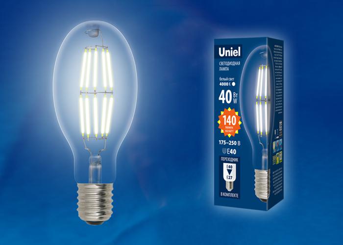 лампа светодиодная led-ed90-40w/dw/e40/cl glp05tr колба прозр. свет дневной бел. 6500к упак. картон. uniel ul-00003763 от BTSprom.by