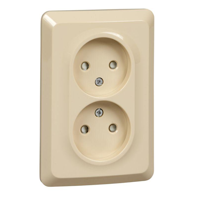 розетка 2-м сп этюд 16а ip20 250в без заземл. защ. шторки крем. se pc16-106k от BTSprom.by