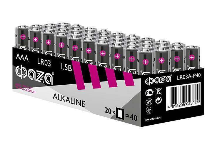 элемент питания алкалиновый aaa/lr03 1.5в alkaline pack-40 (уп.40шт) фаzа 5023024 от BTSprom.by