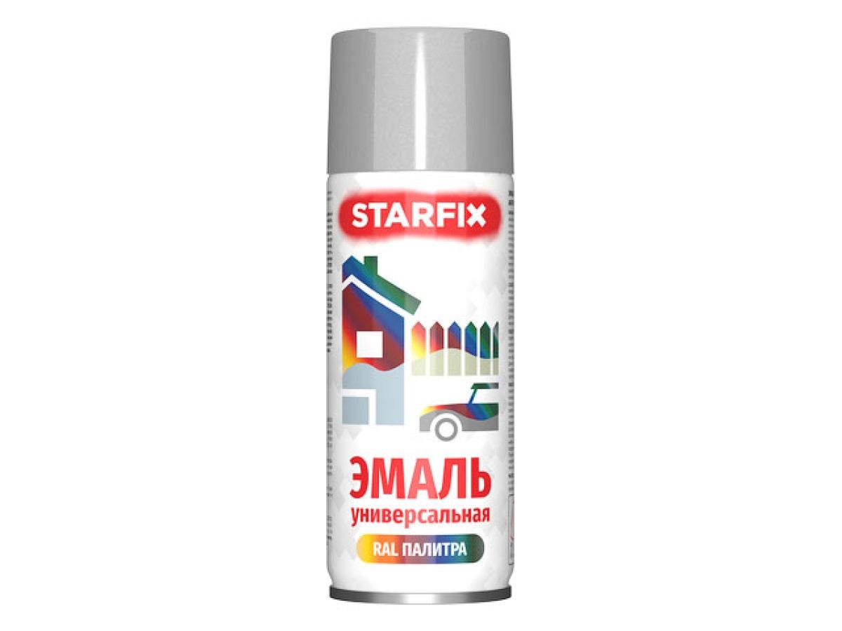 краска-эмаль аэроз. универсальная серебряный хром starfix 520мл (9006) (бело-алюминевый) sm-103034-1 от BTSprom.by
