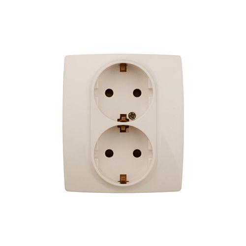 розетка 2-м сп эра12 12-2104-02 16а ip20 16ax 250в 2х2p+e schuko защ. шторки сл. кость эра б0014700 от BTSprom.by