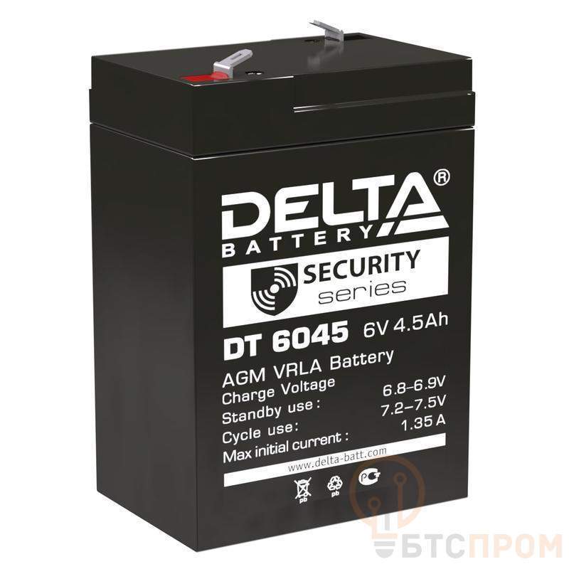  Аккумулятор ОПС 6В 4.5А.ч Delta DT 6045 фото в каталоге от BTSprom.by