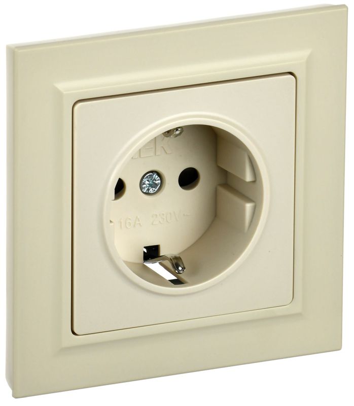 розетка сп brite рср14-1-0-бркр 16а в сборе с заземл. защ. шторки беж. iek br-r14-16-k10-f от BTSprom.by