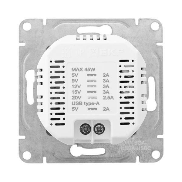  Розетка СП Эпика USB-A+С механизм алюм. EKF UP1-SOA-USBA+USBC фото в каталоге от BTSprom.by