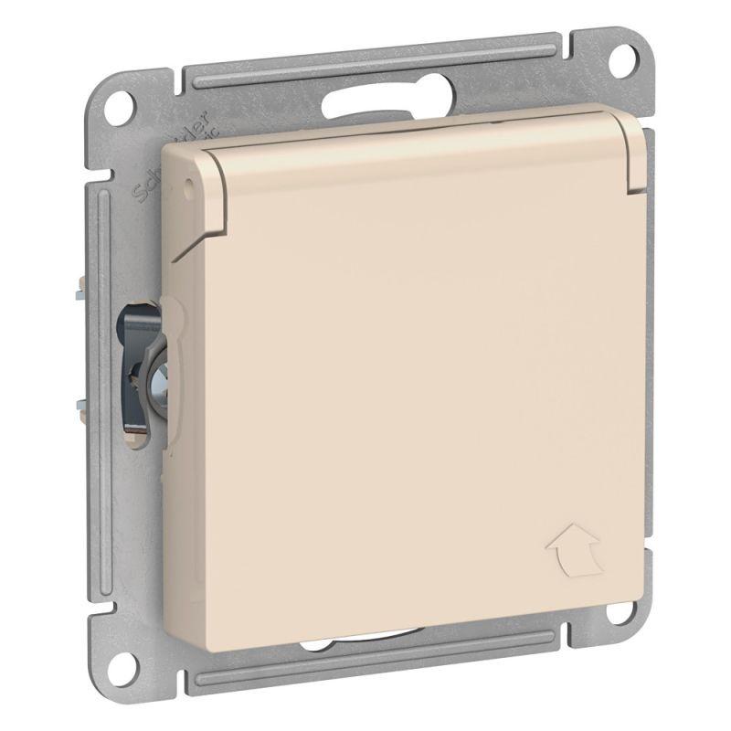 розетка 1-м сп atlasdesign 16а ip20 с заземл. защ. шторки с крышкой механизм беж. se atn000246 от BTSprom.by