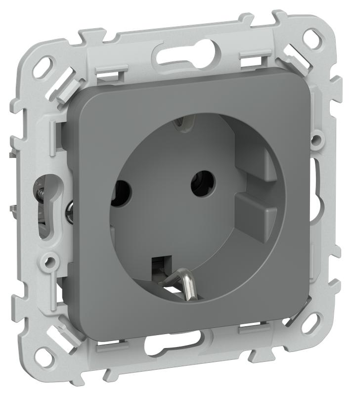 розетка сп flite рс11-1-флма 16а с заземл. без защ. шторок безвинтовое крепление механизм мокрый асфальт iek fi-r11-16-1-k80 от BTSprom.by