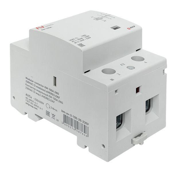  Контактор модульный КМ 100А 2NО 230В AC (3 мод.) AVERES EKF km-av-3-100-20-230V фото в каталоге от BTSprom.by