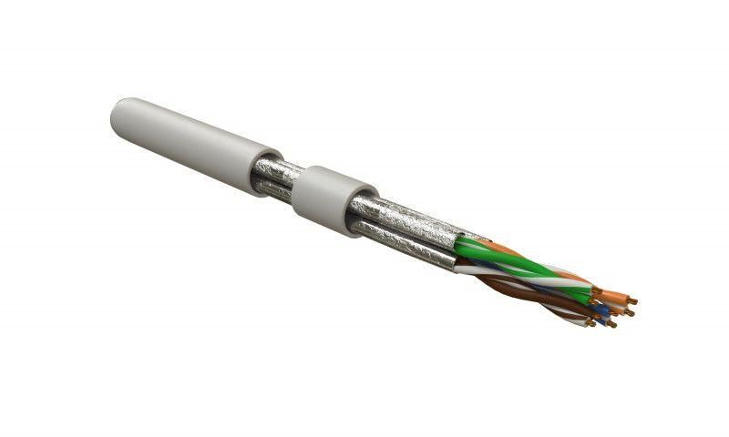 кабель витая пара u/ftp кат.6 4 пары 26 awg мж patch кажд. пара в фольге lszh uftp4-c6-p26-in-lszh-gy-500 сер. (уп.500м) hyperline 236303 от BTSprom.by