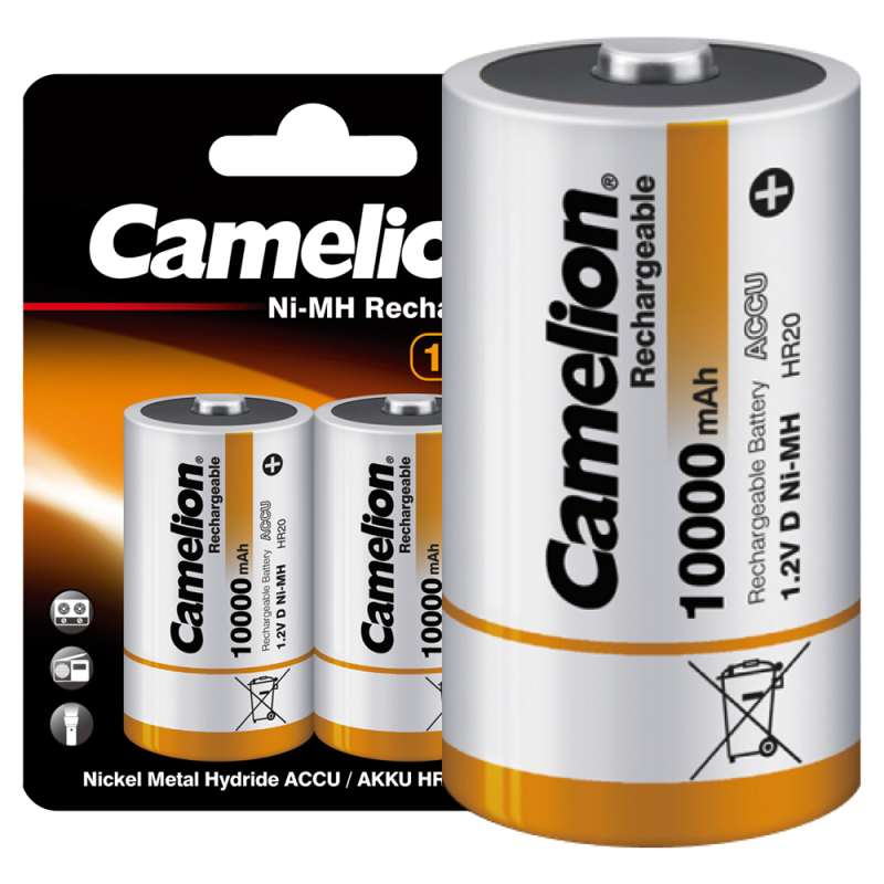 аккумулятор d ni-mh 10000ма.ч bl-2 металлик (блист.2шт) camelion 6185 от BTSprom.by