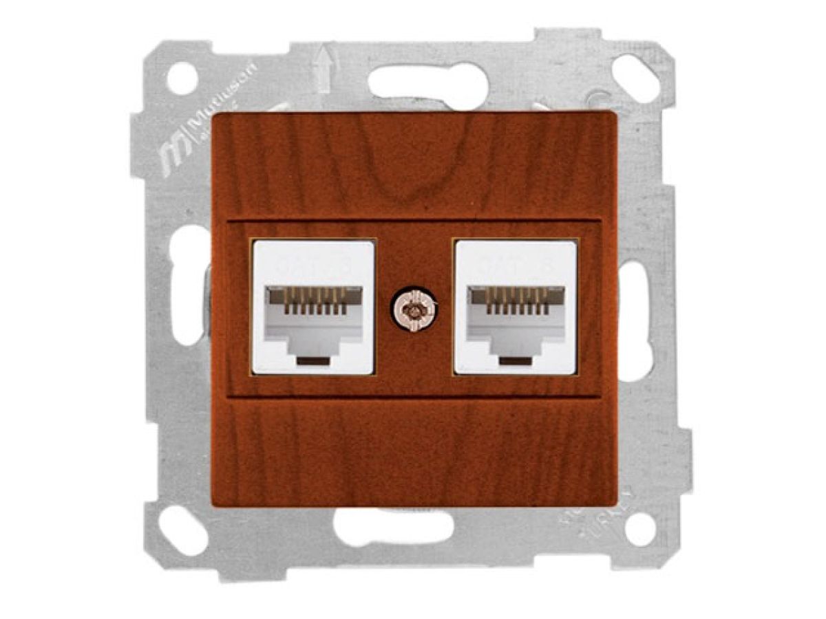 розетка компьютерная 2xrj45 (cat6, скрытая, без рамки) вишня, rita, mutlusan 2200 141 0156 от BTSprom.by