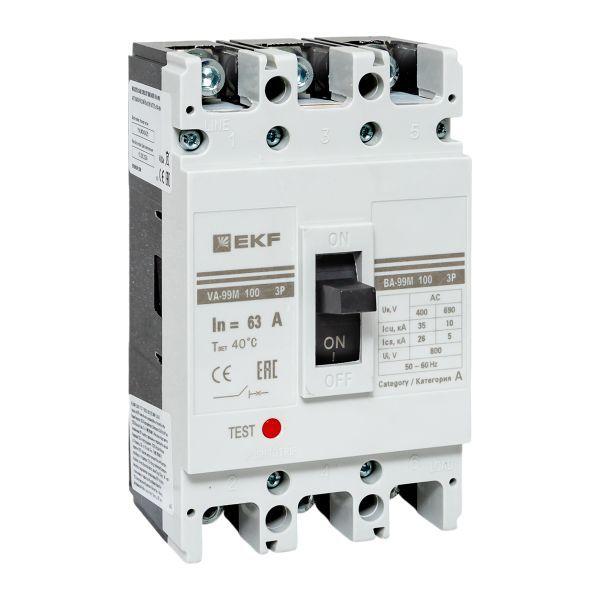 выключатель автоматический 3п 100/63а 35ка ва-99м proxima ekf mccb99-100-63m от BTSprom.by