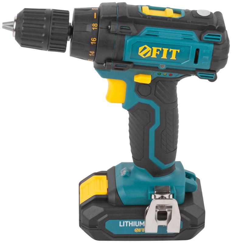  Дрель-шуруповерт аккумуляторная 18В 0-450/1550об/мин 29Нм 2 (Li-Ion) 1.3А.ч FIT 80199 фото в каталоге от BTSprom.by