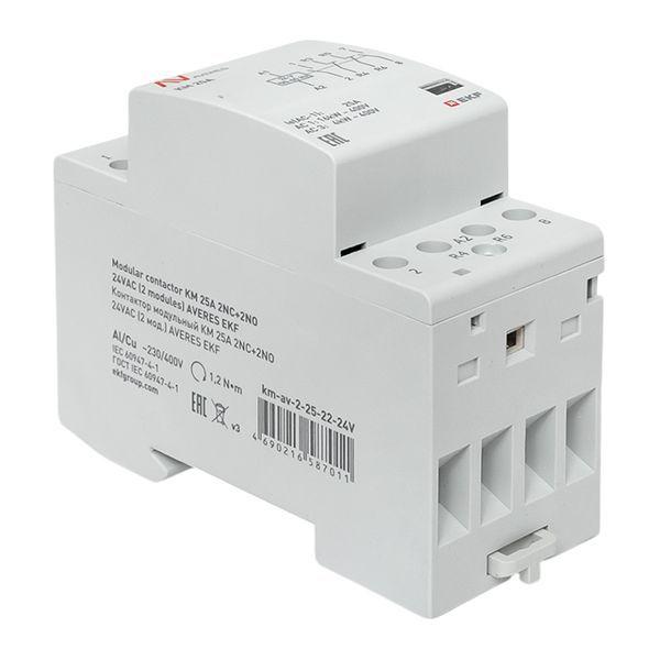  Контактор модульный КМ 25А 2NC+2NO 24В AC (2 мод.) AVERES EKF km-av-2-25-22-24V фото в каталоге от BTSprom.by