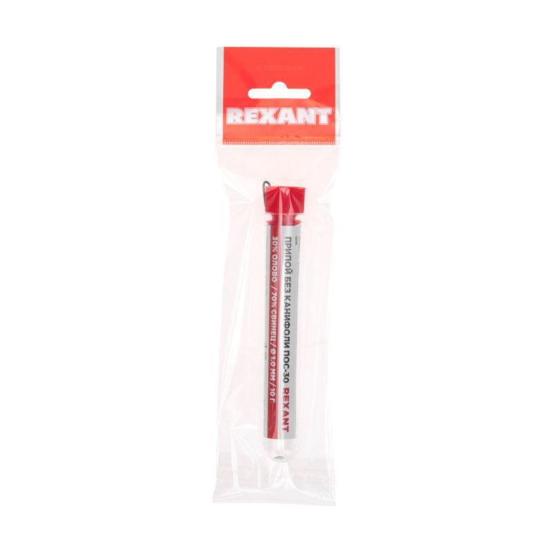  Припой без канифоли ПОС-30 10г d1.0мм (Sn30 Pb70) колба Rexant 09-3091 фото в каталоге от BTSprom.by