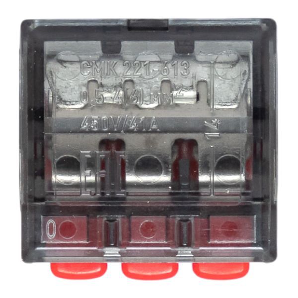  Клемма строительно-монтажная СМК 221-613 3-проводная 0.5-4.0(6)кв.мм с рычагом (уп.40шт) PROxima EKF plc-smk-221-613 фото в каталоге от BTSprom.by