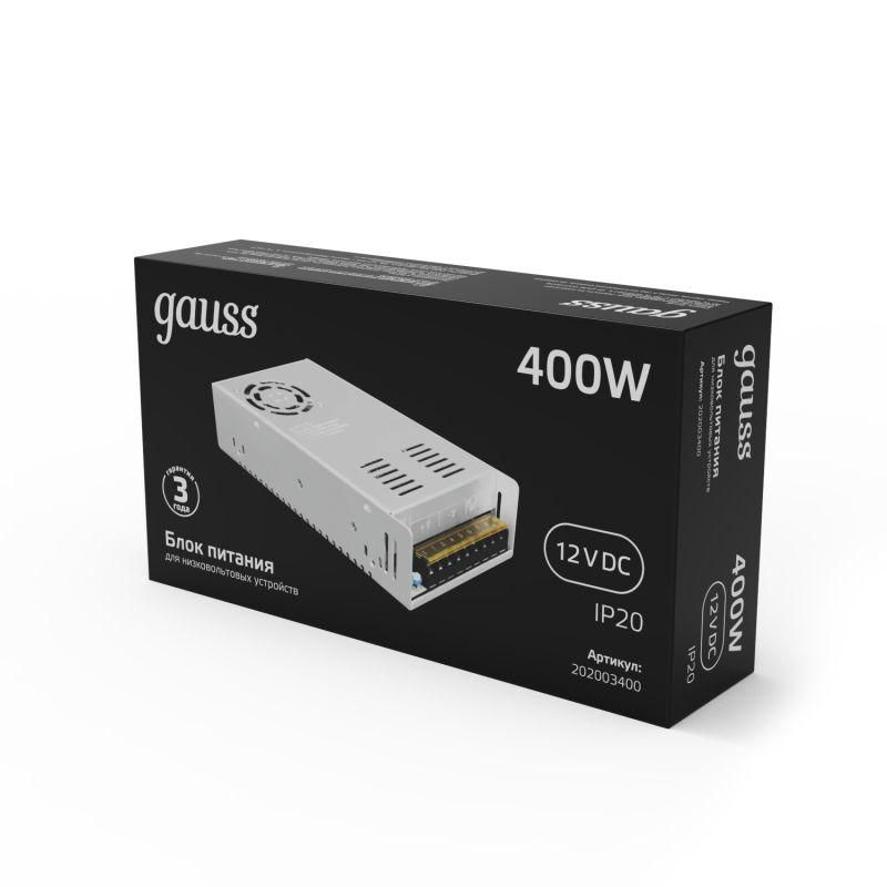  Блок питания для светодиодной ленты Black 400Вт 12В IP20 (драйвер) GAUSS 202003400 фото в каталоге от BTSprom.by