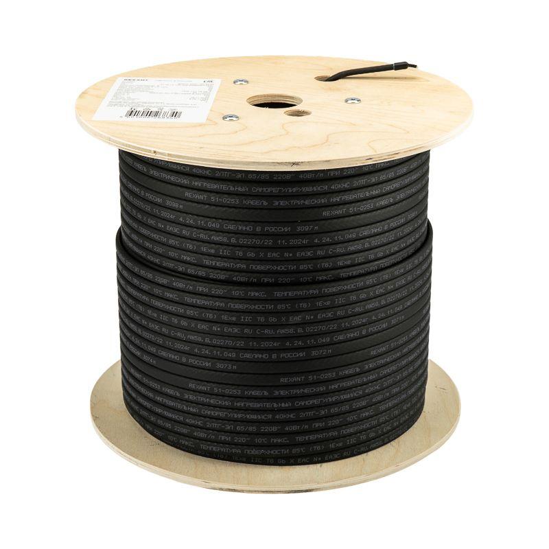  Кабель греющий саморег. 40КНС 2ЛТГ-ЭЛ-65/85 экранир. взрывозащ. Ex UV 40Вт/м 200м Rexant 51-0253 фото в каталоге от BTSprom.by