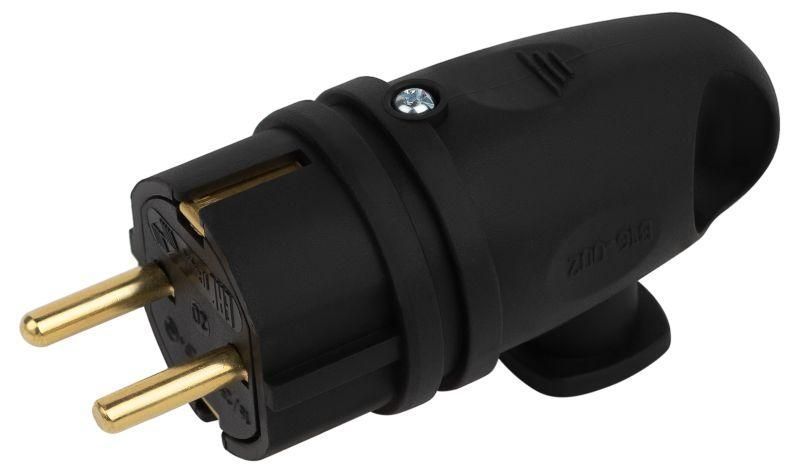 вилка vx11-b-ip44 16а ip44 с кольцом угловая с заземл. каучук черн. эра б0055416 от BTSprom.by