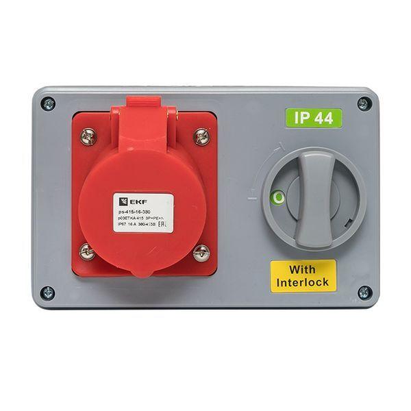 Розетка 1415 3Р+РЕ+N 16А 380В IP44 с блокировкой и выкл. EKF ps-1415-16-380 фото в каталоге от BTSprom.by