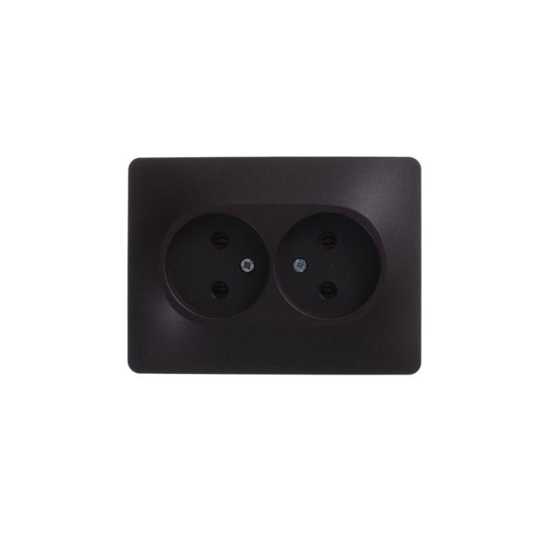  Розетка 2-м СП Glossa 16А IP20 250В без заземл. шоколад SE GSL000820 фото в каталоге от BTSprom.by