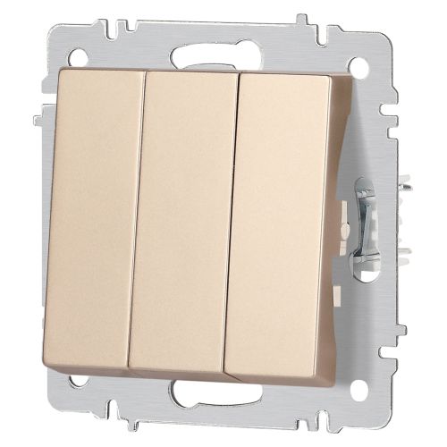  Выключатель 3-кл. СП Accent 6-106-04 10А IP20 250В AL/CU шампань Intro Б0063538 фото в каталоге от BTSprom.by