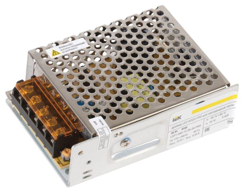 драйвер led ипсн-pro 5050 40вт 12в блок-клеммы ip20 iek lsp1-040-12-20-33-pro от BTSprom.by