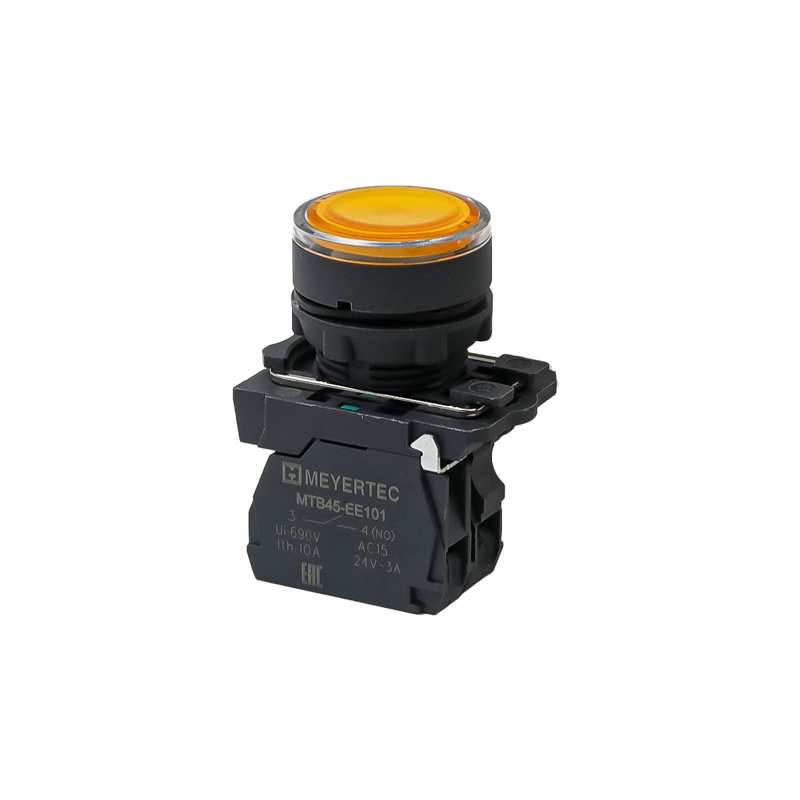 кнопка с подсветкой 1no 24в ac/dc ip65 пластик mtb5-aw35711 желт. овен 137276 от BTSprom.by