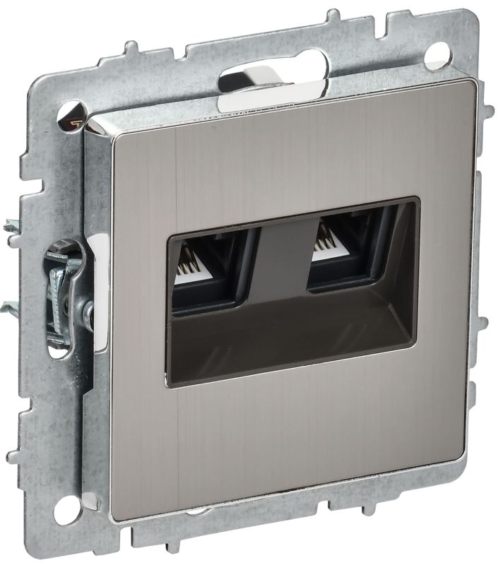 розетка компьютерная 2-м сп brite rj45 кат.6 рк11-2-бргн механизм металл хром/никель iek br-k20-2-m-k23 от BTSprom.by